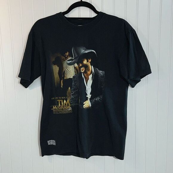 VINTAGE 2004 Tim McGraw Tour Tee Medium Black Short Slv Dancehall Doctors Concer - Picture 1 of 8